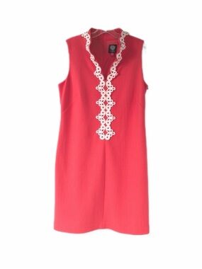 Vince Camuto Coral Midi Dress with White Trim